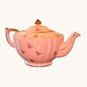 Sadler England Pink Chintz Teapot 2353 Gold Trim Roses VTG 1960s EUC